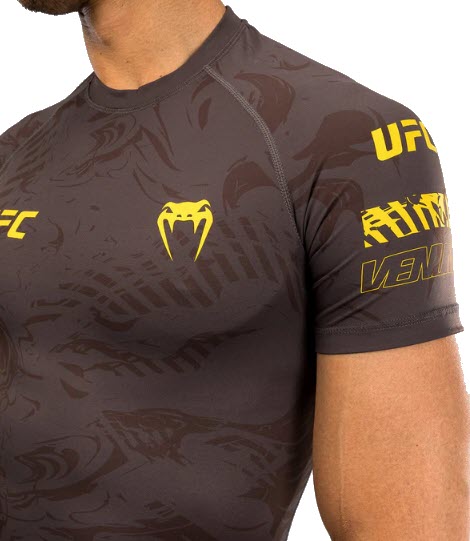 UFC | VENUM Fusion Fight Week Men’s Performance Rashguard Brown (Short Sleeve) - Image 2